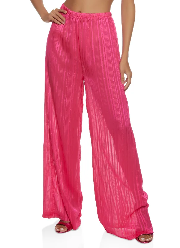 Lurex Shadow Stripe Palazzo Pants