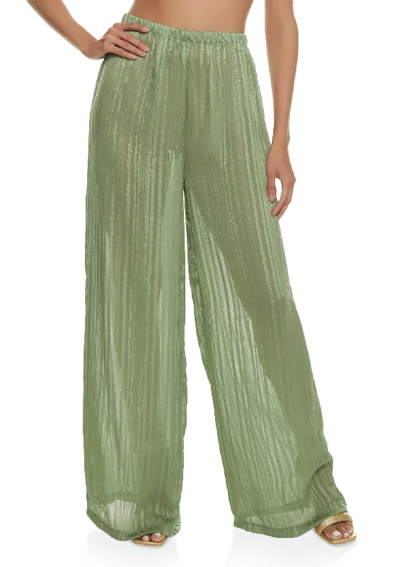 Lurex Shadow Stripe Palazzo Pants