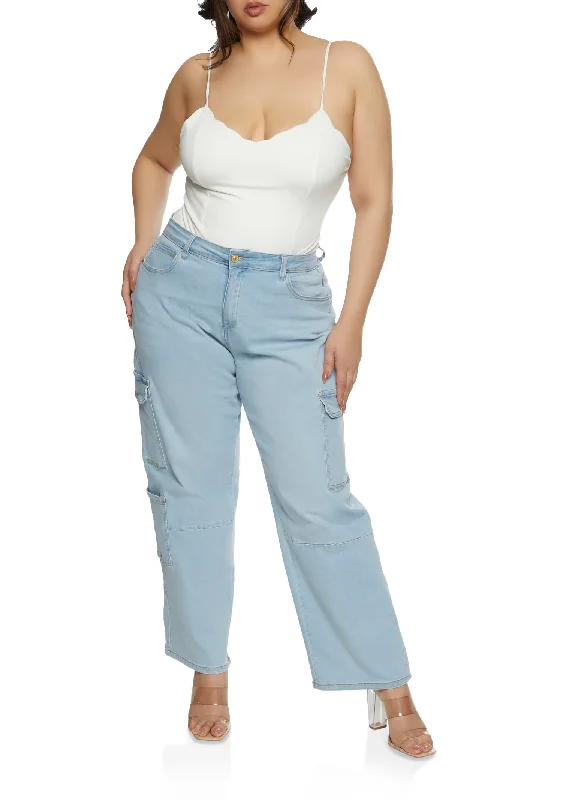 Plus Size WAX Wide Leg Cargo Jeans