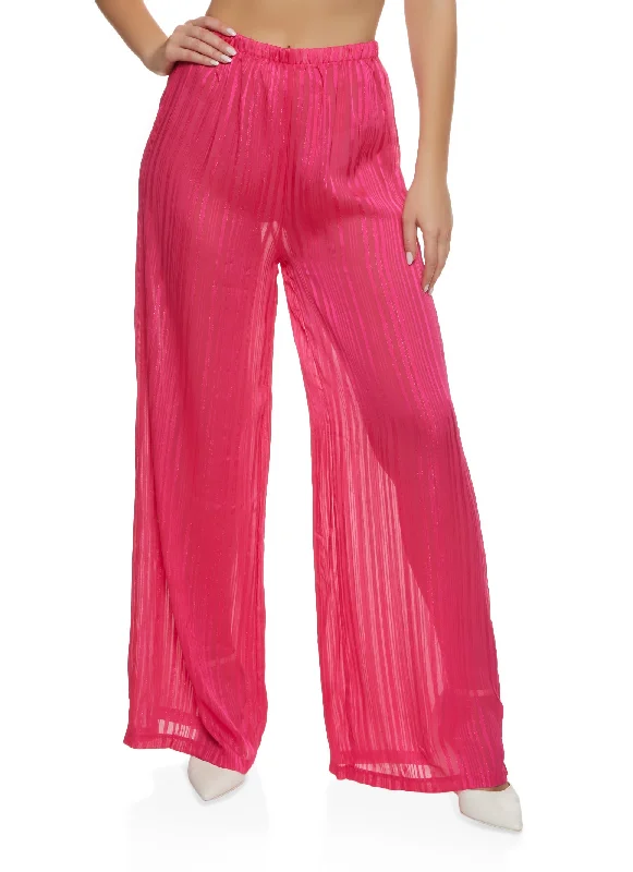 Lurex Shadow Stripe Palazzo Pants