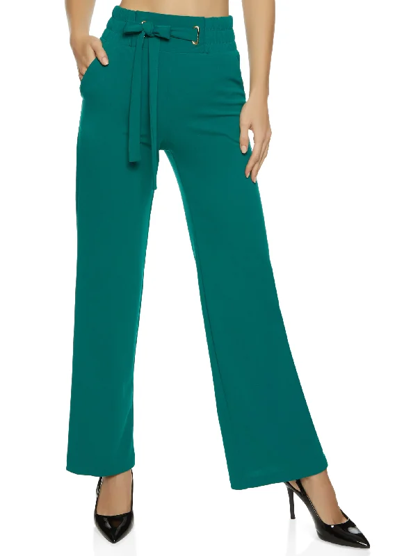 Tie Front Waist Wide Leg Pants