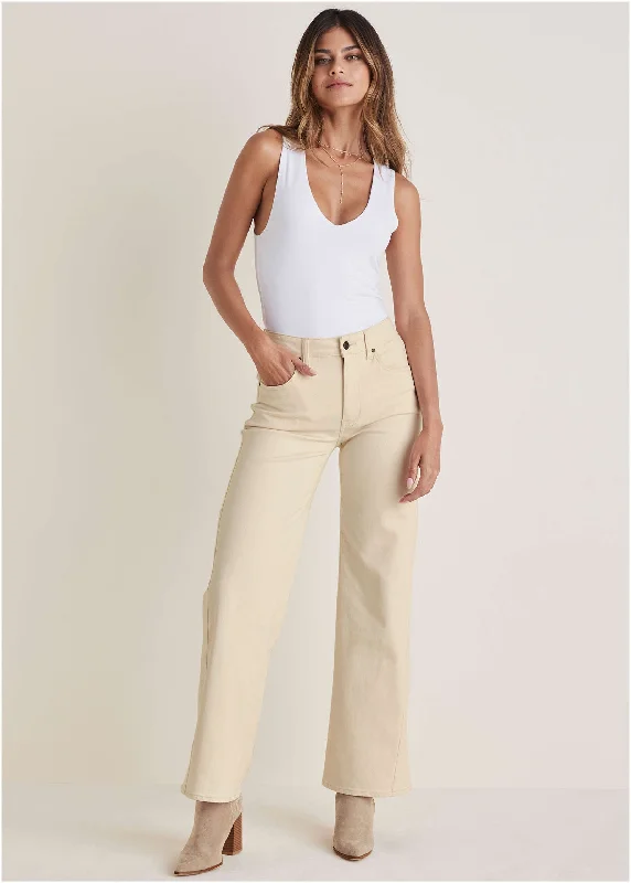 Wide Leg Jeans - Natural Wash