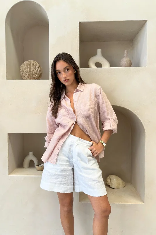 Blush Boyfriend Linen Shirt - HUT Collective