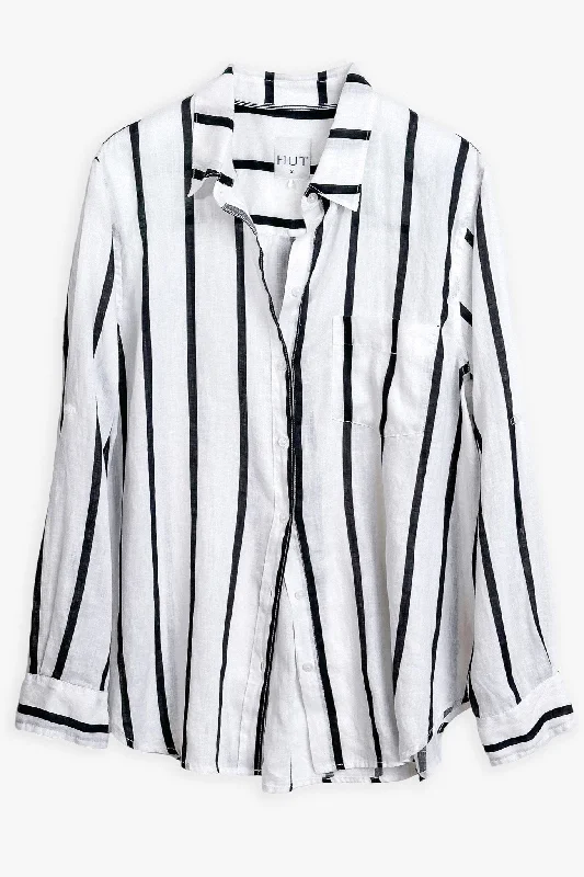 City Nights Stripe Boyfriend Linen Shirt