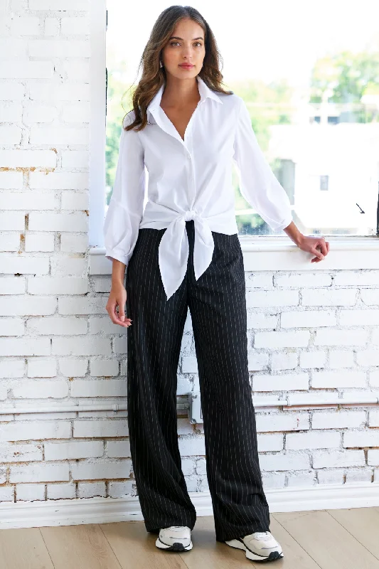 Emmy Silky Poplin Tie Front Shirt