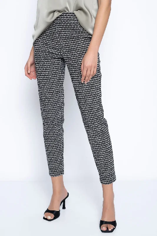 Geo Print Pull-On Straight Leg Ankle Pants