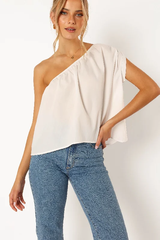 Junie One Shoulder Top - White