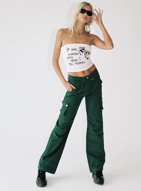 Paige Mid Rise Cargo Jean Denim Green Tall