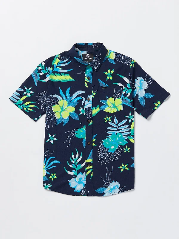 Big Boys Sunriser Floral Short Sleeve Shirt - Navy