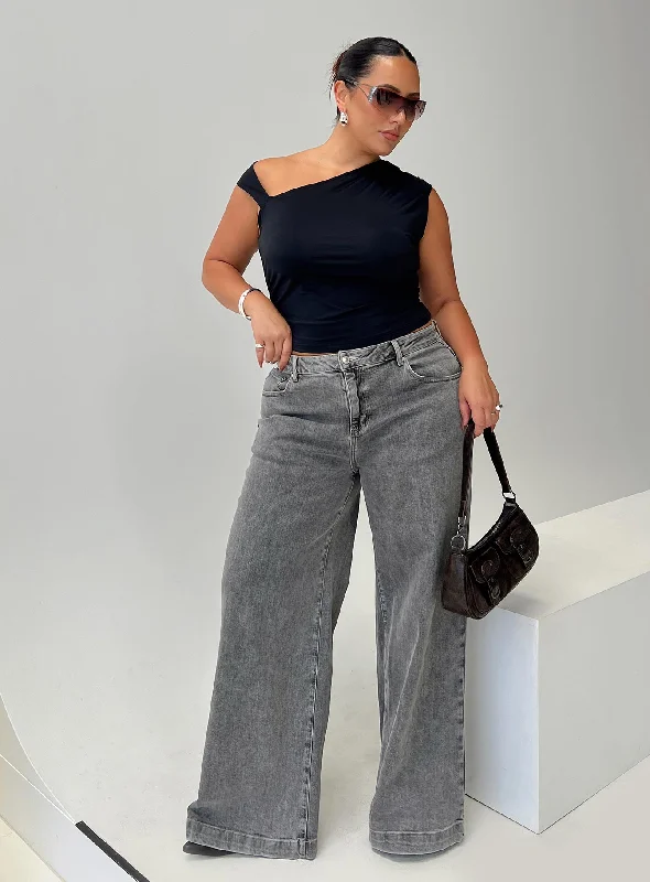 Wolfie High Rise Wide Leg Slouchy Jeans Steel Curve