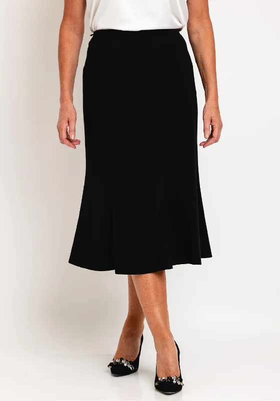 Avalon Panel Flared Midi Skirt, Black