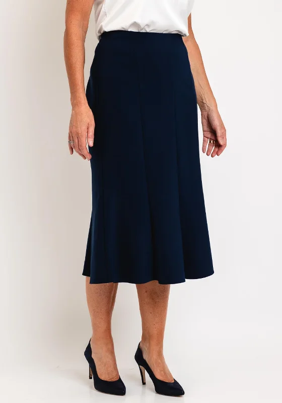 Avalon Panel Flared Midi Skirt, Navy