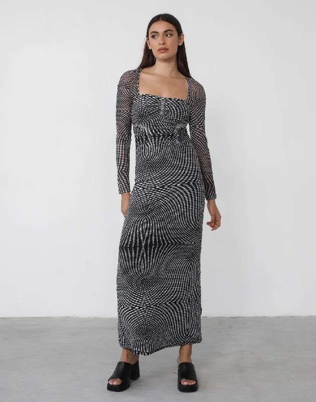 Bea Maxi Dress (Black Print)