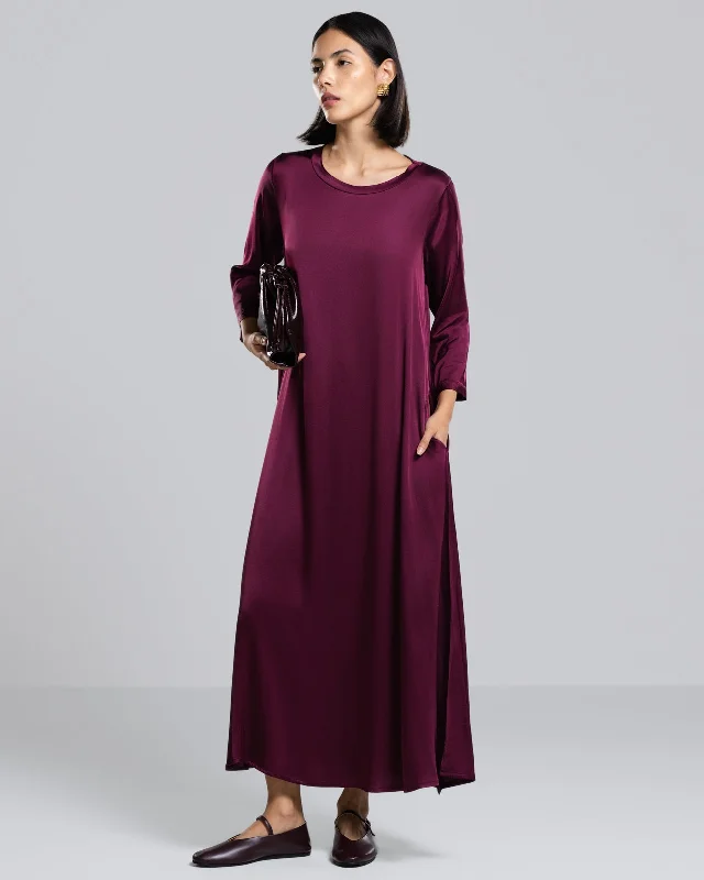 Dahlia Satin Dress | Burgundy