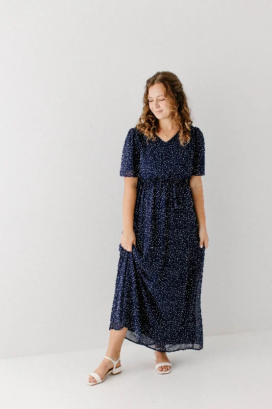 'Esther' Abstract Print Maxi Dress in Navy FINAL SALE