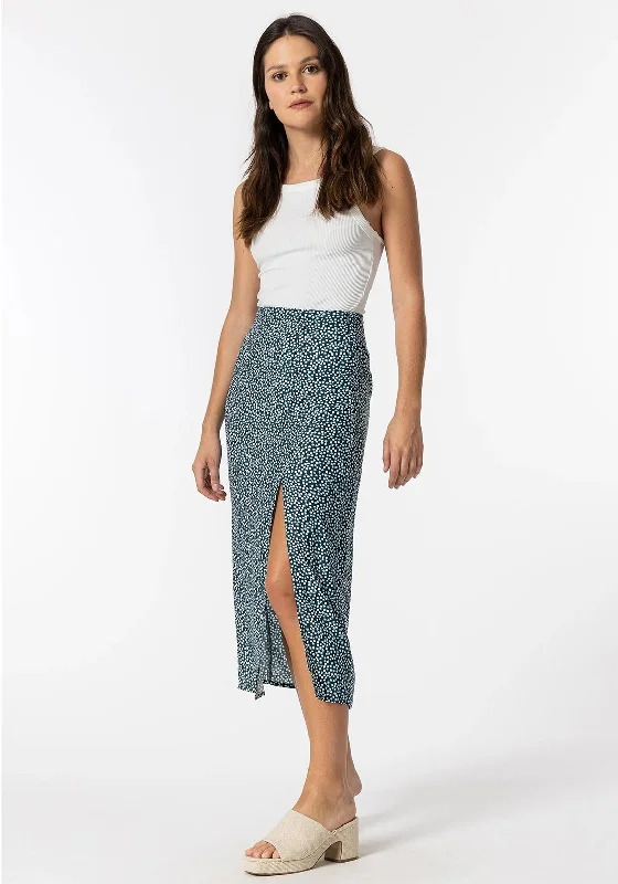 Tiffosi Polka Dot Print Split Leg Midi Skirt, Turquoise