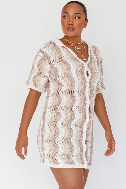 Glennon Crochet Shirt Dress Beige