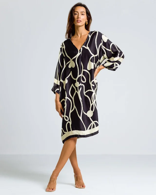 Jasmine Throw On Satin Dress | Black