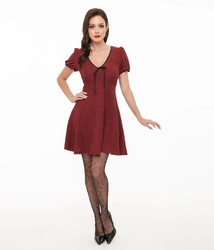 Killstar Burgundy Ribbed Chaseleigh Mini Dress