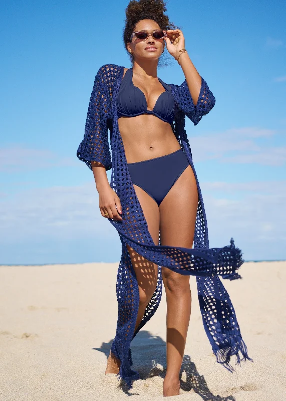 Crochet Kimono Cover-Up - Ultramarine Blue