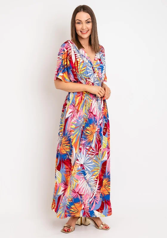 Serafina Collection One Size Metallic Floral Maxi Dress, Blue Multi