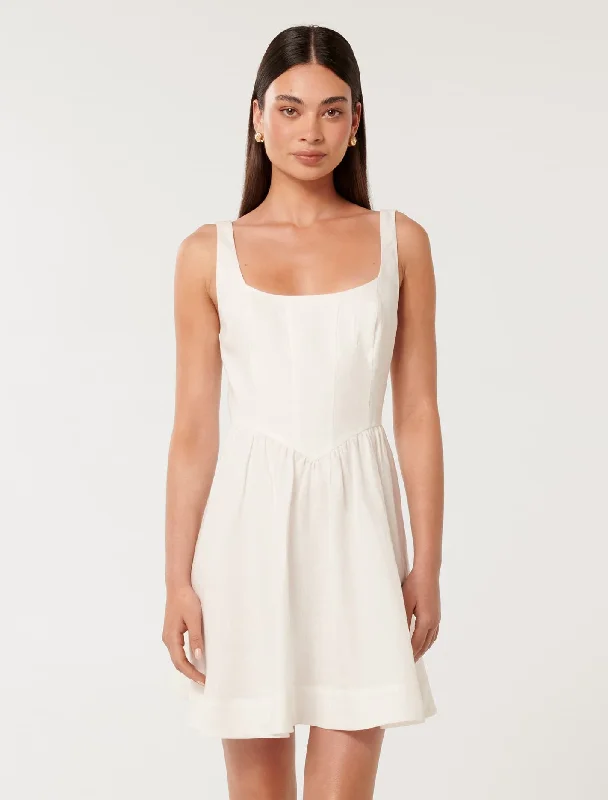 Lauren Linen Seam Detail Mini Dress