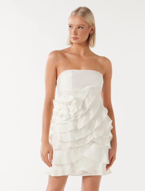 Mimi Ruffle Rosette Mini Dress