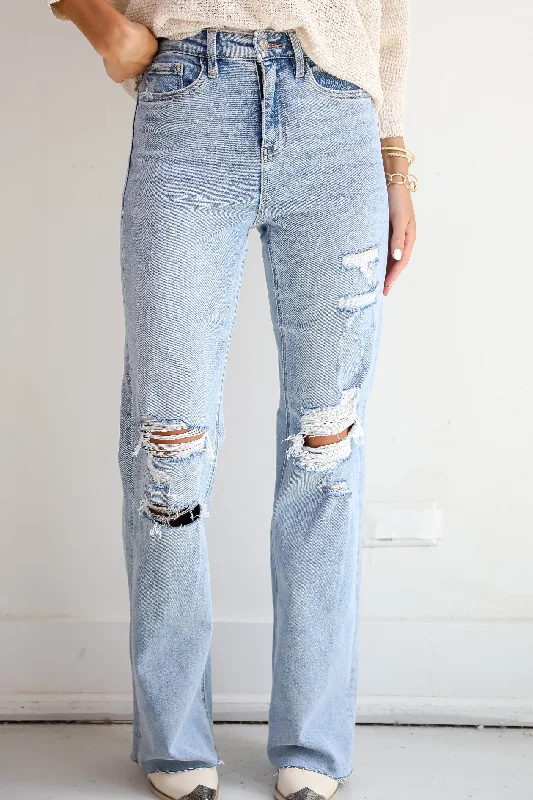 Parker Light Wash Distressed 90s Vintage Flare Jeans