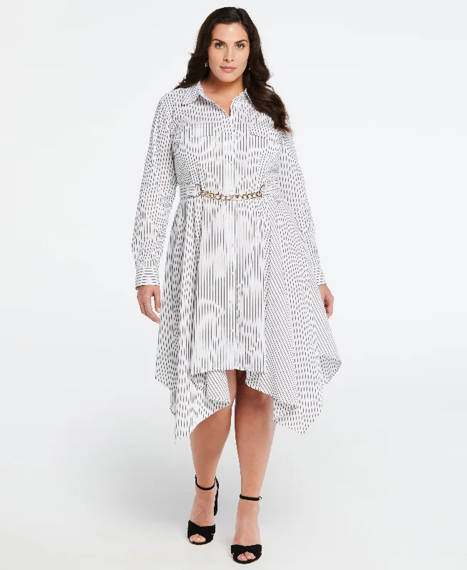 Plus Size Handkerchief Dress with Chain Belt