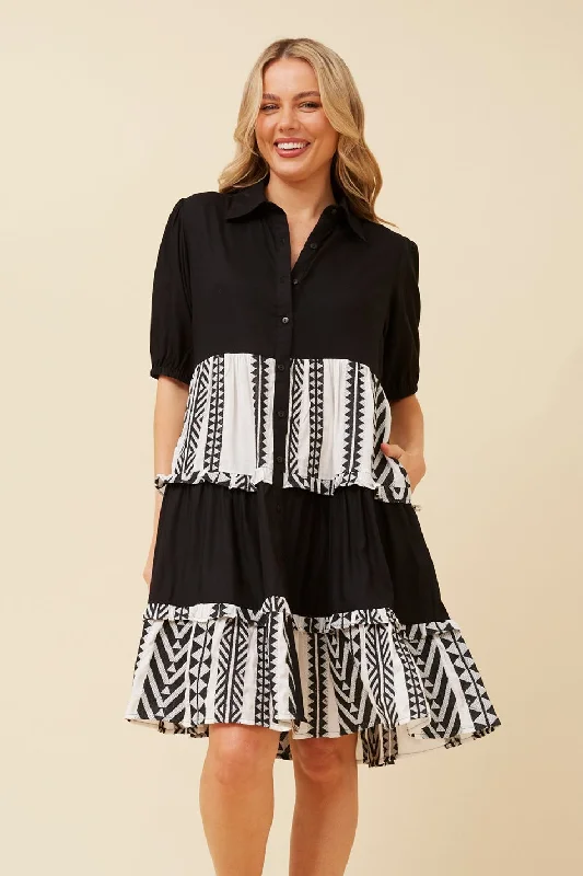 RONIKA TIERED KNEE LENGTH DRESS