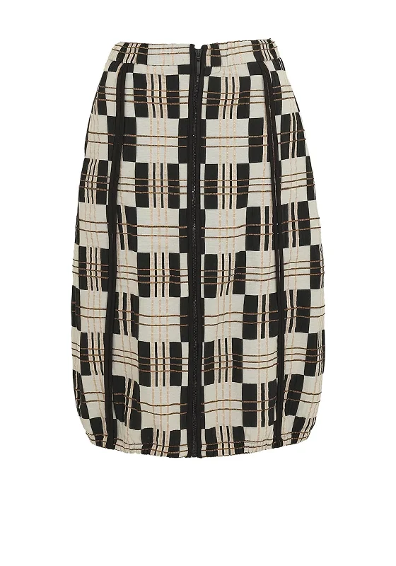 Ever Sassy Metallic Plaid Zip Front Midi Skirt, Multi