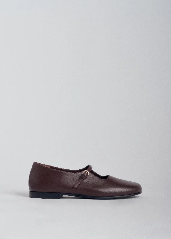 Square Toe Mary Jane in Leather - Brown