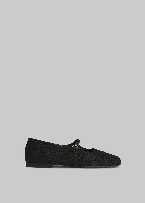 Square Toe Mary Jane in Cotton Canvas - Black