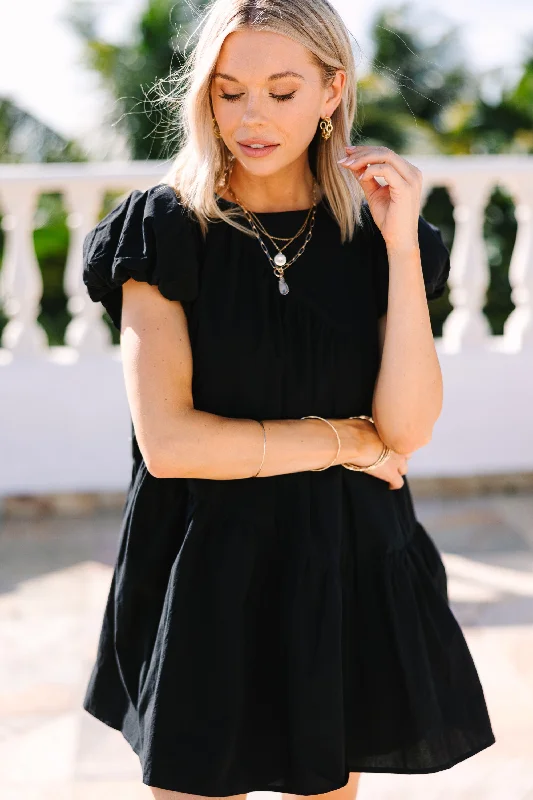 Stay At The Top Black Babydoll Dress