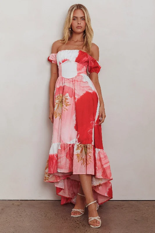 Sunday Mornings Ruched Bust Maxi Dress Floral Blush