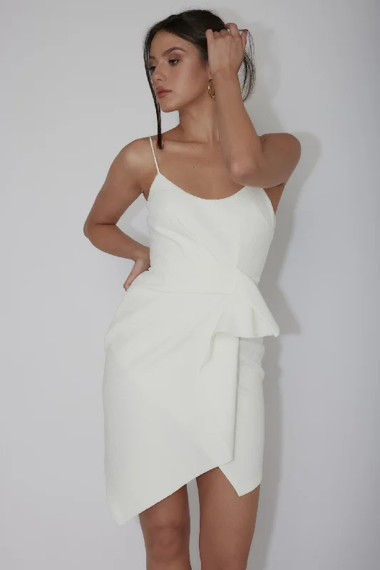 Tesla Cami Strap Sculpted Fabric Dress White