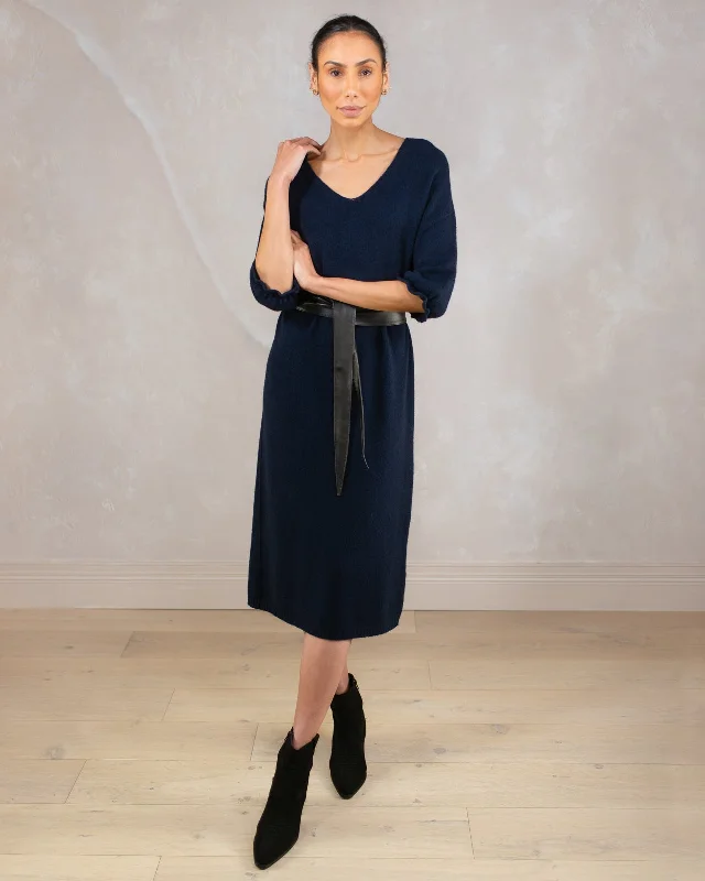 V Neck Dress | Navy