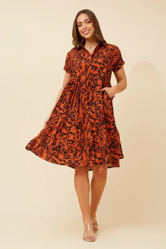 ZONRELLE ABSTRACT PRINT SHIRT DRESS