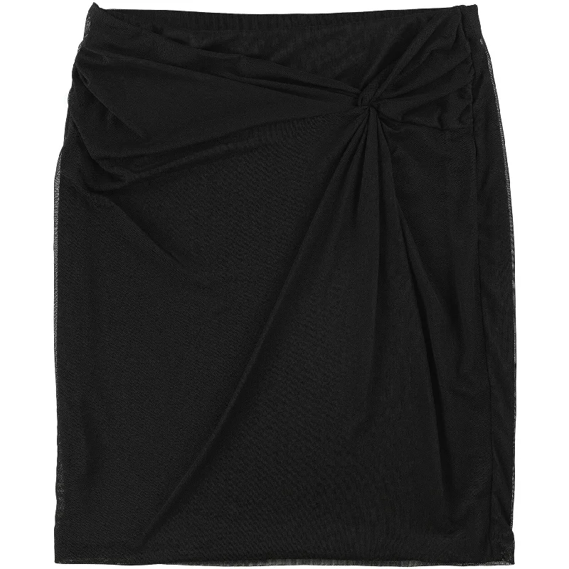 1.STATE Womens Mesh Knee Length A-line Skirt, Black, X-Small