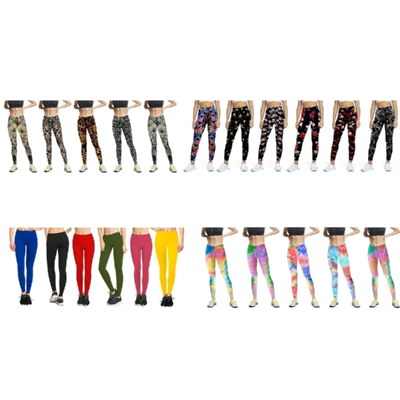 4Pack Womens Slim Fit Comfy Stretchy Elastic Waistband Leggings