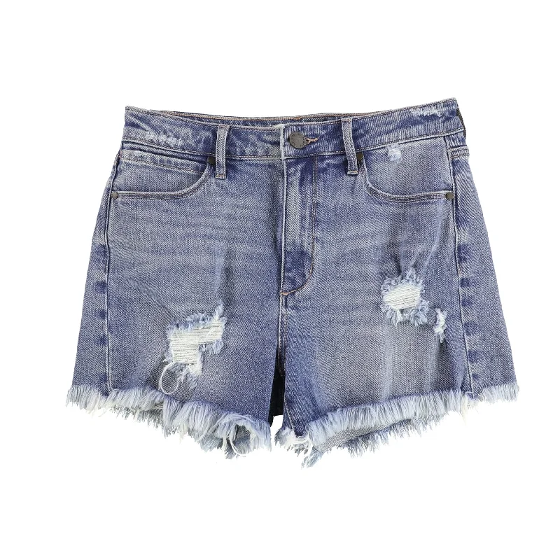 Articles of Society Womens Fringe Casual Denim Shorts, Blue, 26