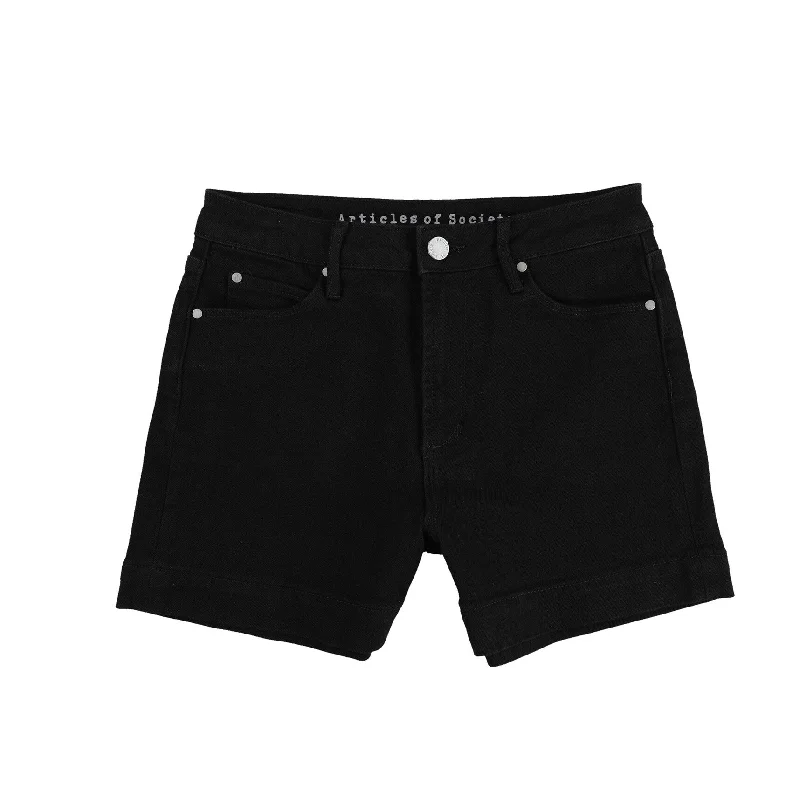 Articles of Society Womens High Rise Casual Denim Shorts, Black, 26