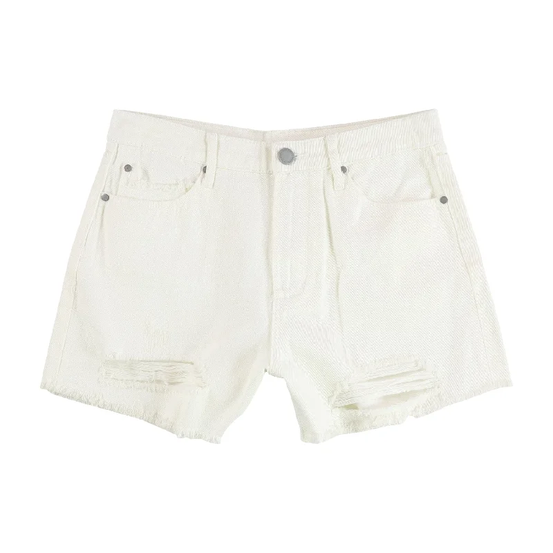 Articles of Society Womens Meredith Hi Rise Casual Denim Shorts, Off-White, 26