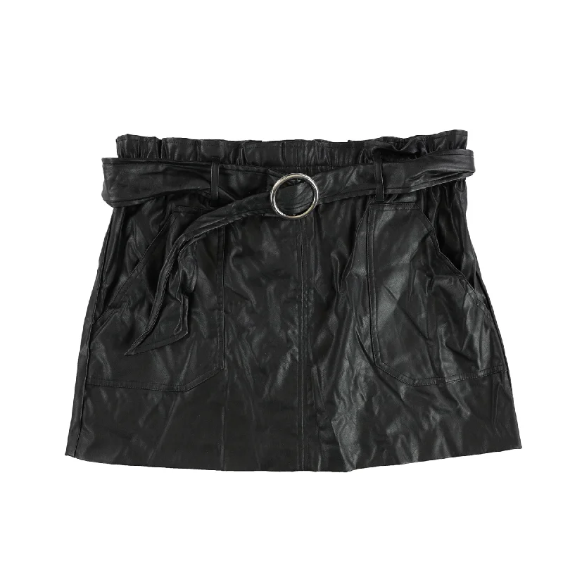 Bar Iii Womens Faux Leather Mini Skirt