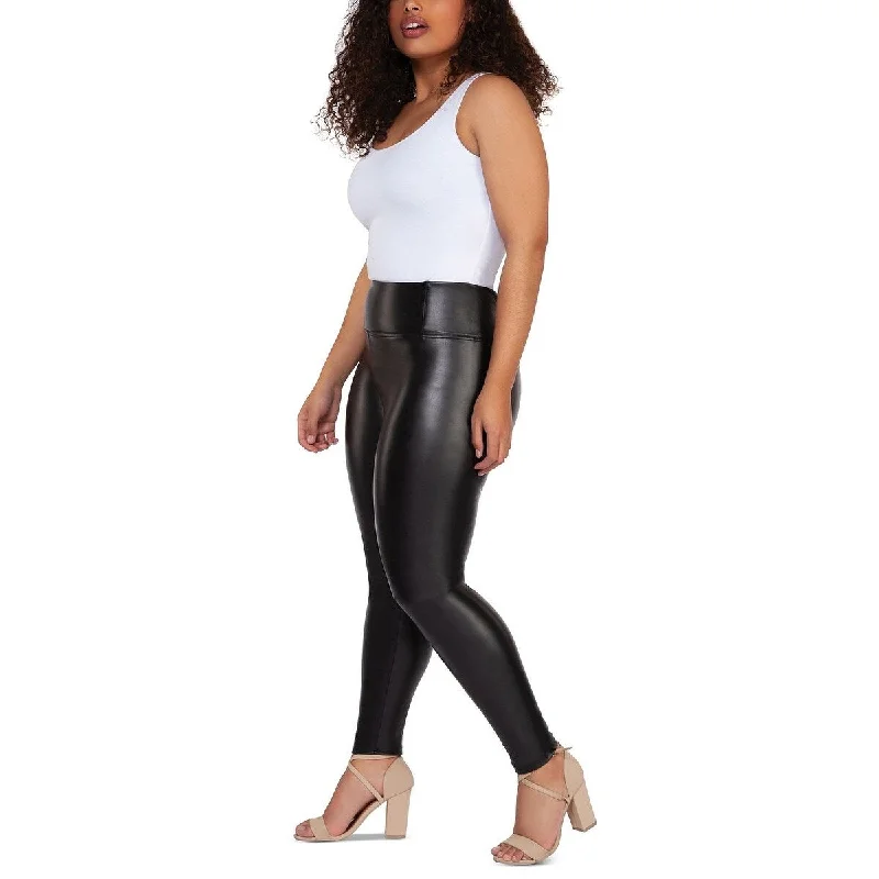 Black Tape Women's High Waisted Faux Leather Leggings Black Size 2X