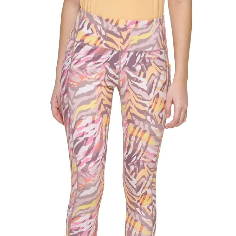 Calvin Klein Women's Printed High Rise Leggings Pink Size Large