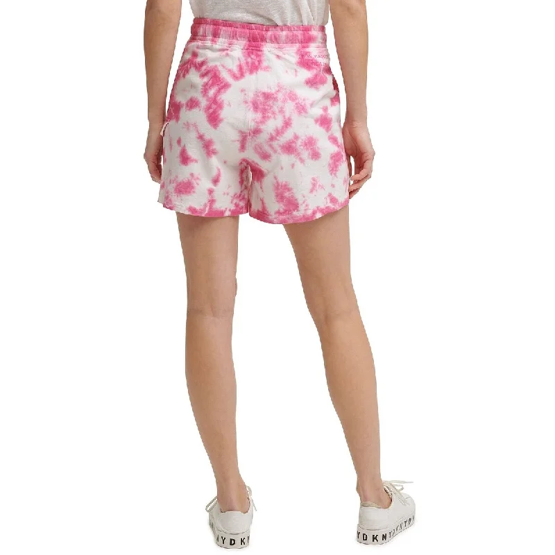 Dkny Women's Jeans Cotton Tie Dyed Pull On Shorts Pink Size X-Large