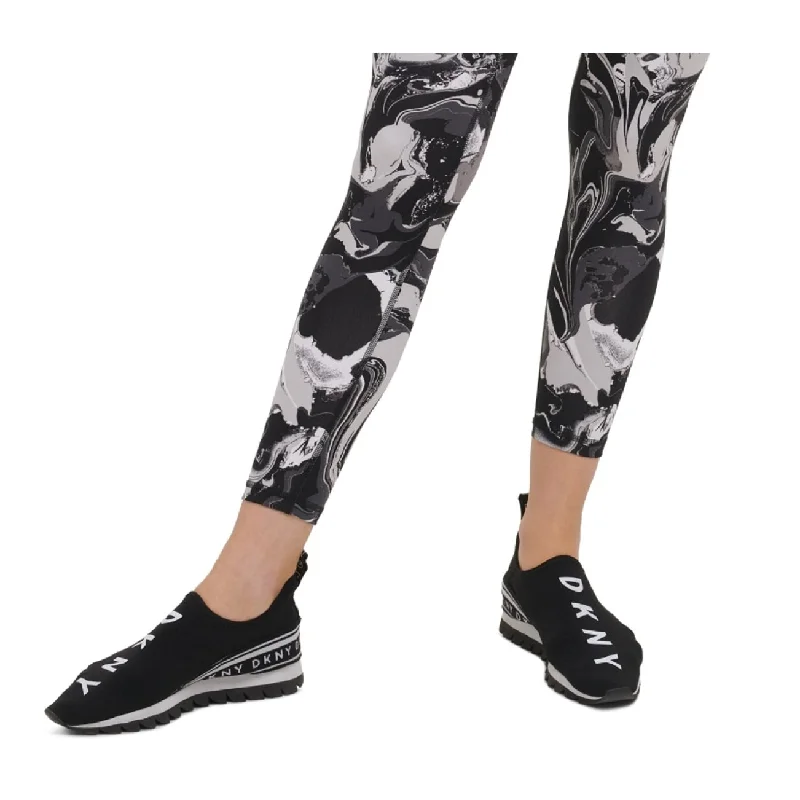 Dkny Women's Marble Print High Waist Leggings Black Size X-Small