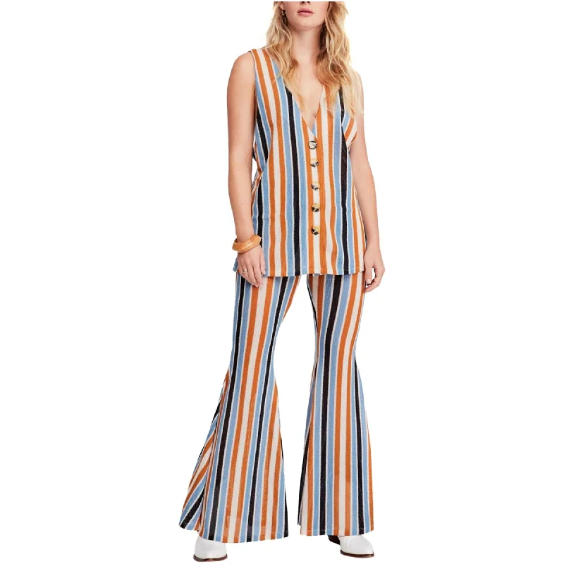 Free People Womens Bridget Stripe Casual Wide Leg Pants, Multicoloured, Large