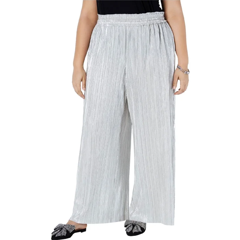 I-N-C Womens Crinkle Shine Casual Wide Leg Pants